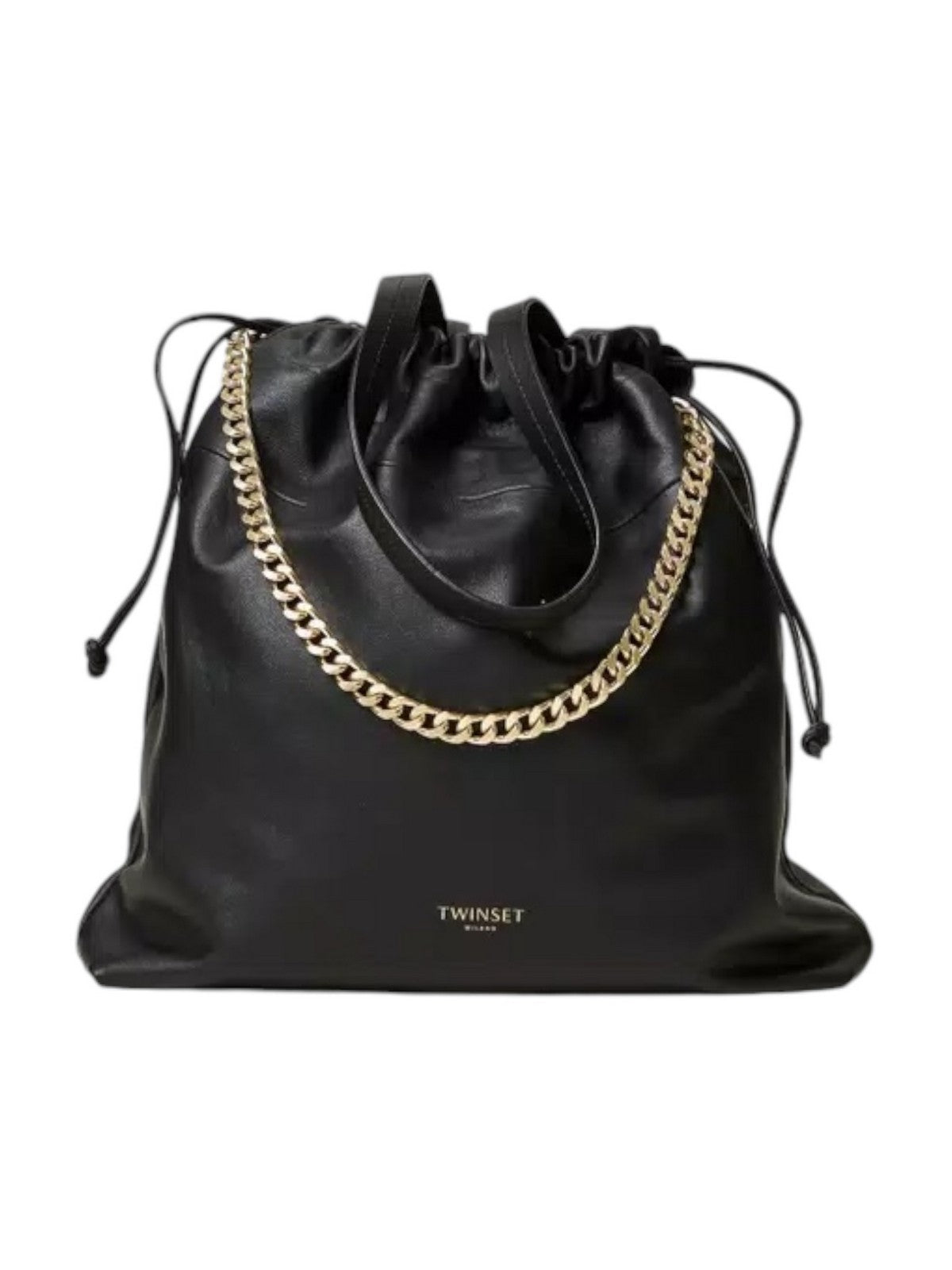 TWINSET Borsa Donna DRAWSTRING LEATHER 242TB7210 00006 Nero - Stilato
