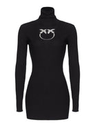 PINKO Maglione Donna Tartaruga Maglia Lana Logo In 102020-A18M Z99 Nero - Stilato